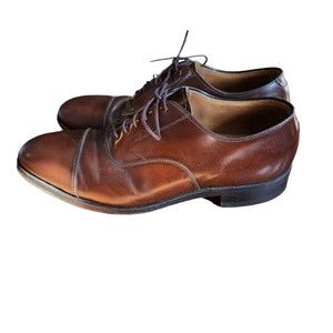 Johnston & Murphy Optima Mens Leather Shoes Size 8 Made in USA Brown Cap Toe